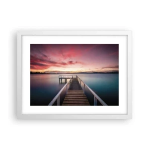 Poster in een witte lijst - De zachte vlam van de avond - 40x30 cm