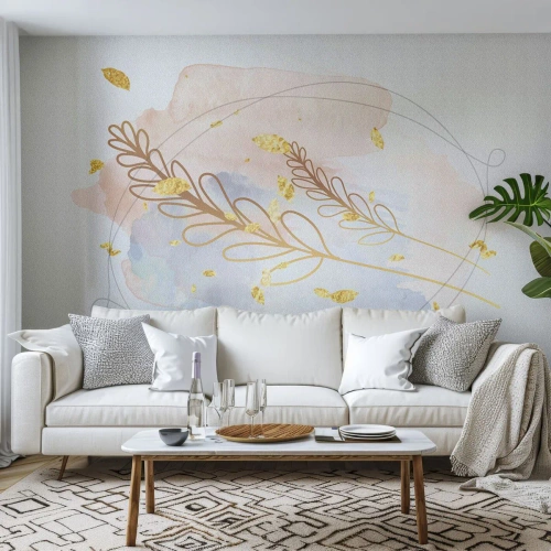 Fotobehang Premium Canvas - Gouden explosie - Helder, Minimalistisch, Modern - 250x175 cm