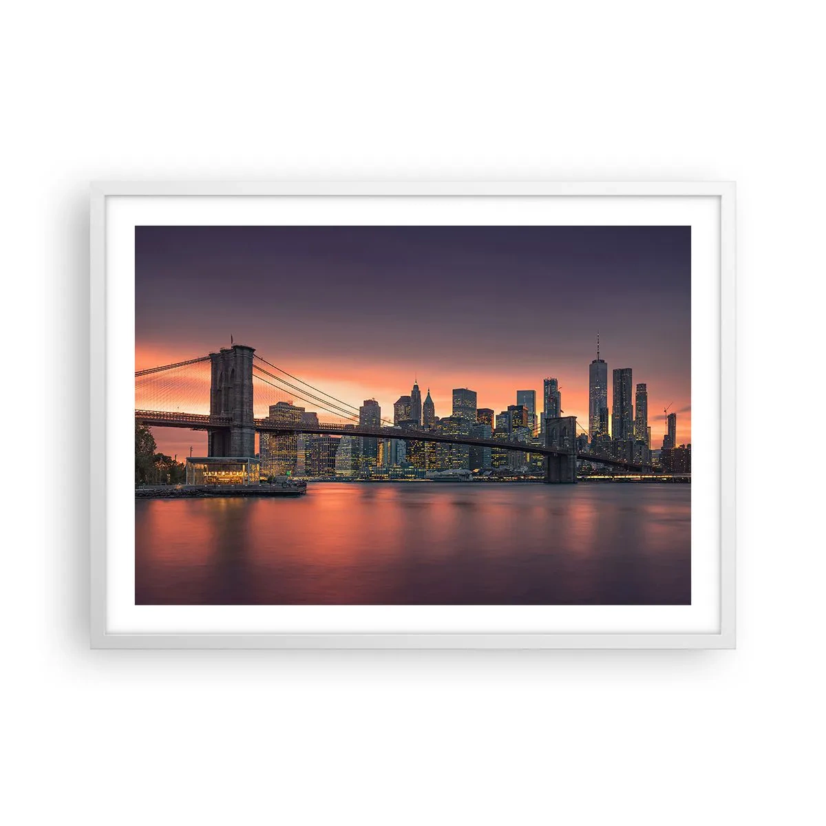 Poster in een witte lijst - Ondergedompeld in lila stilte - 70x50 cm