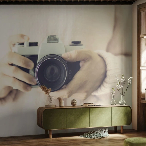 Zelfklevend Fotobehang Deluxe Sticker - Om meer te zien... - Camera, Vintage, Fotografie - 500x350 cm