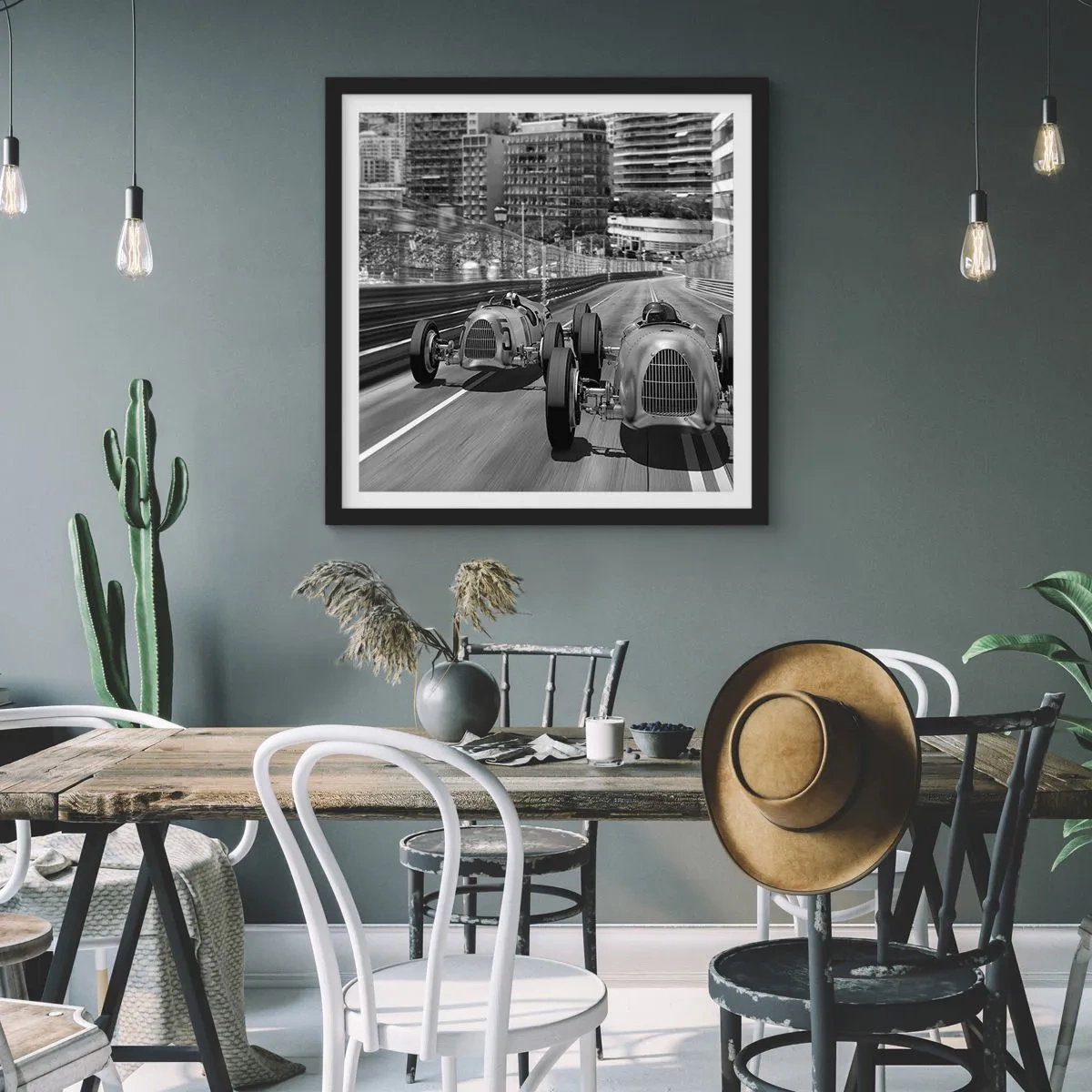 Poster in een zwarte lijst - Lang geleden in Monte Carlo - 50x50 cm