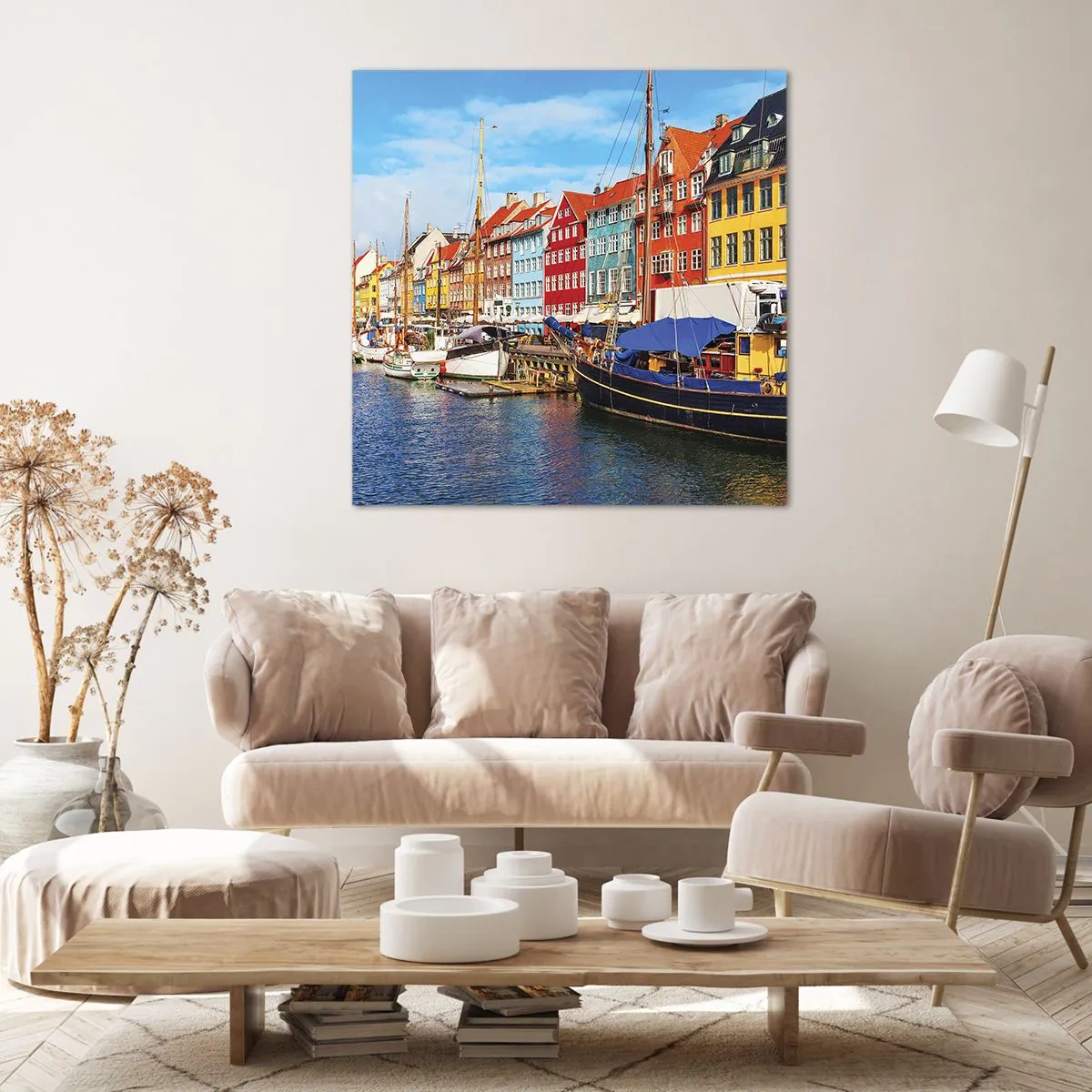 Schilderen op canvas - Vrolijke werf - 60x60 cm