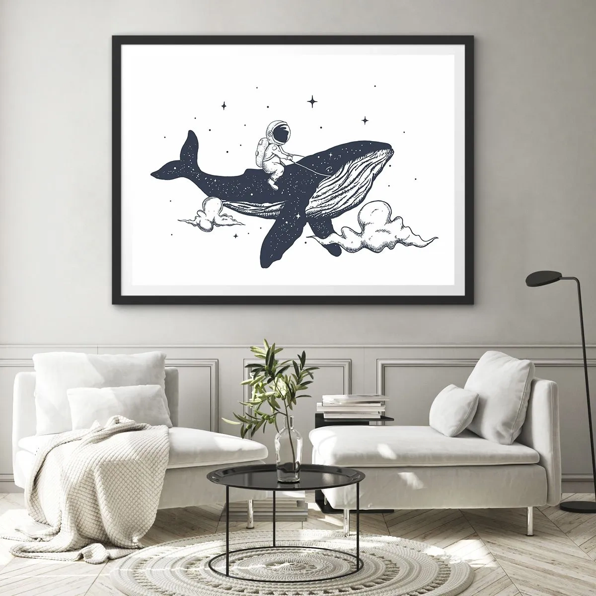 Poster in een zwarte lijst - Ruimte avontuur - 91x61 cm