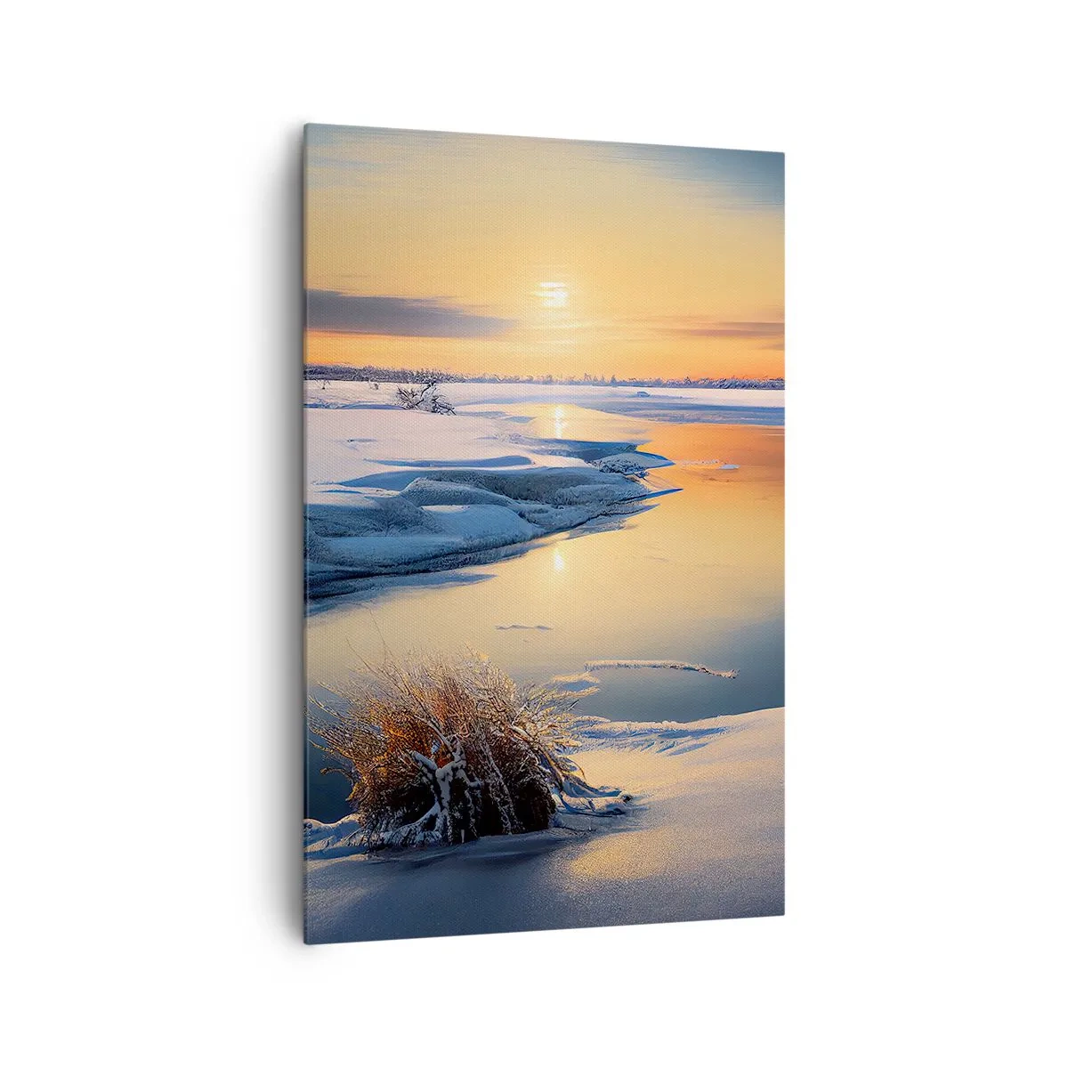 Schilderen op canvas - Winterse zonsondergang - 80x120 cm