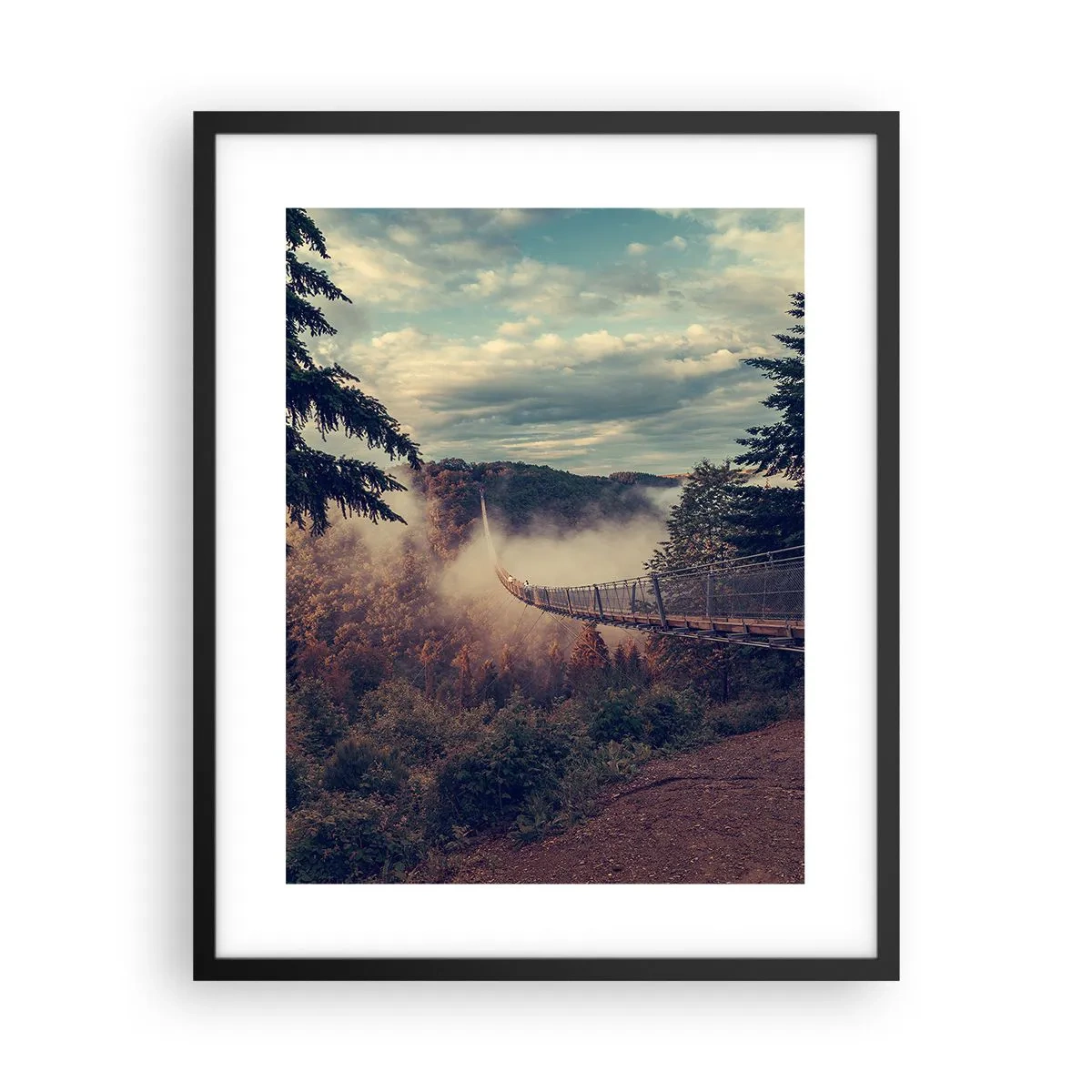 Poster in een zwarte lijst - Boven het herfstbos - 40x50 cm