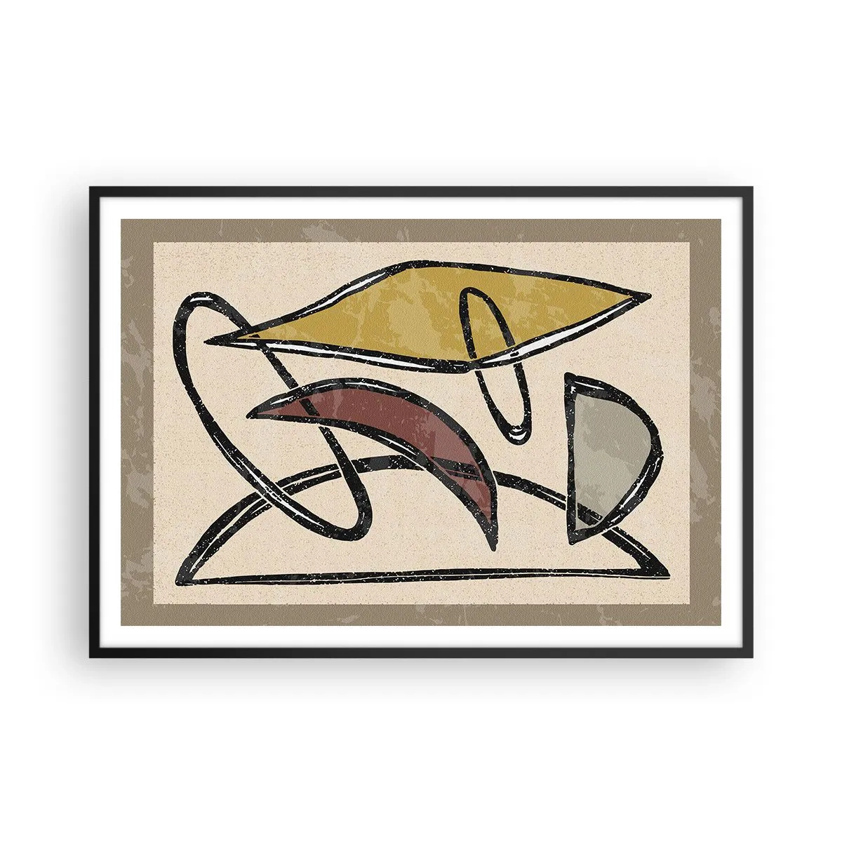 Poster in een zwarte lijst - Verticale en horizontale lijnen - 100x70 cm