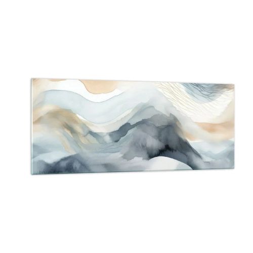 Schilderen op glas - Besneeuwde en mistige abstractie - 100x40 cm