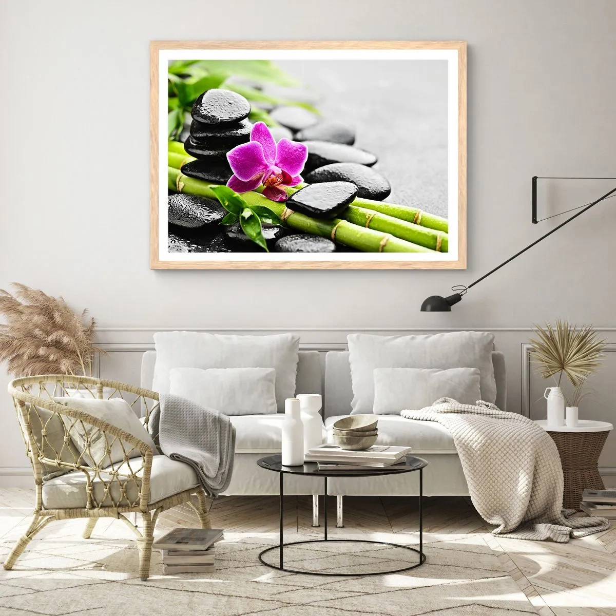 Een poster in een licht eiken lijst - In een vrede evenwicht - 50x40 cm