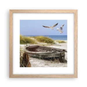 Een poster in een licht eiken lijst - Badend in de wind - 30x30 cm