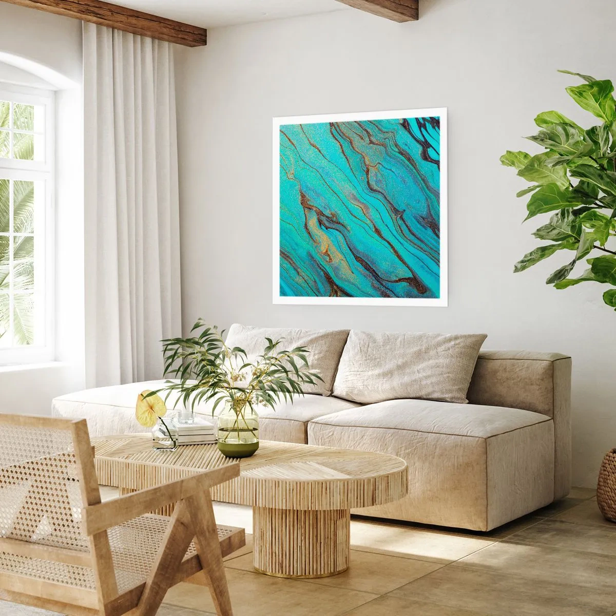 Poster - Turquoise vloed - 40x40 cm