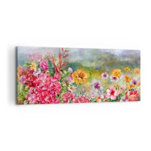 Schilderen op canvas - Een tuin die gek is geworden - 100x40 cm