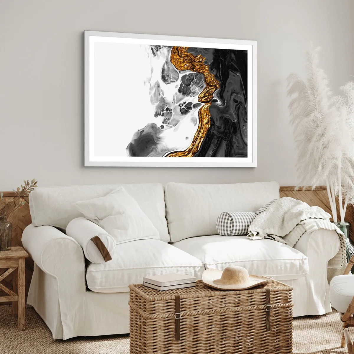 Poster in een witte lijst - Organische samenstelling - 100x70 cm