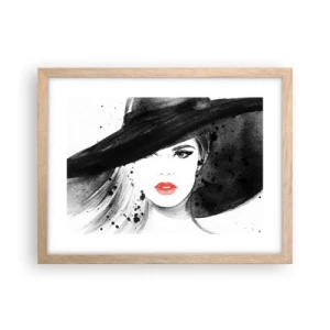 Een poster in een licht eiken lijst - Vrouw in het zwart - 40x30 cm