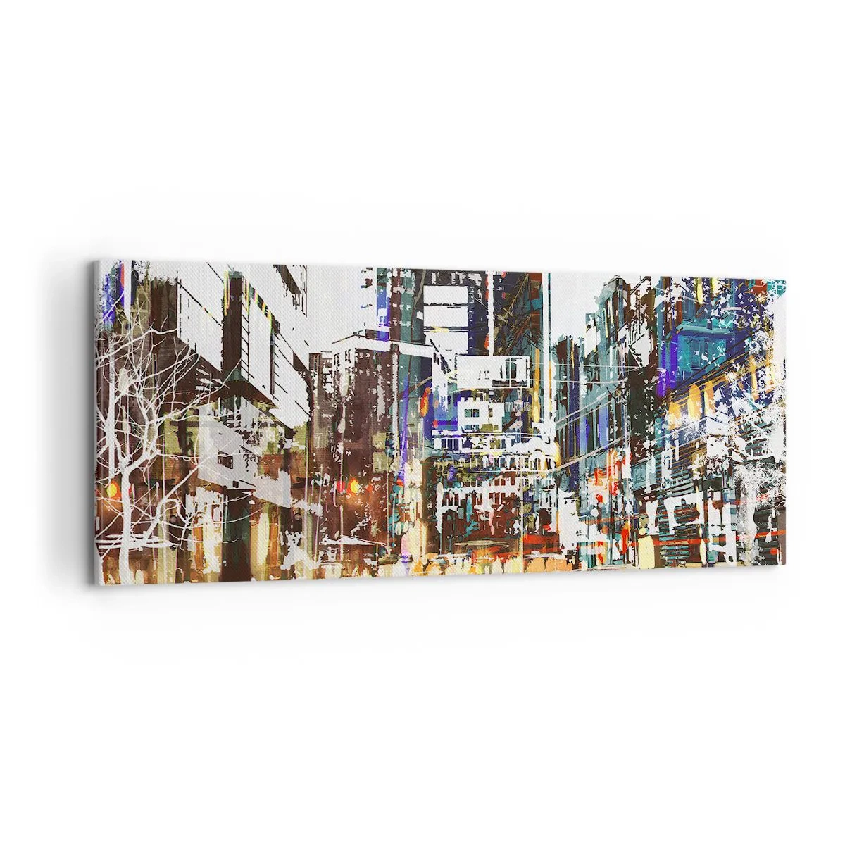 Schilderen op canvas - Een glinsterende stad - 100x40 cm