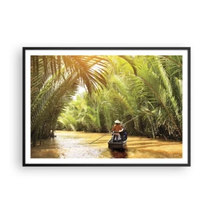 Poster in een zwarte lijst - Een palmravijn langs - 100x70 cm