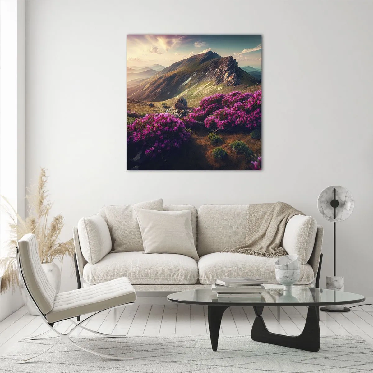 Schilderen op glas - Zomer in de bergen - 60x60 cm