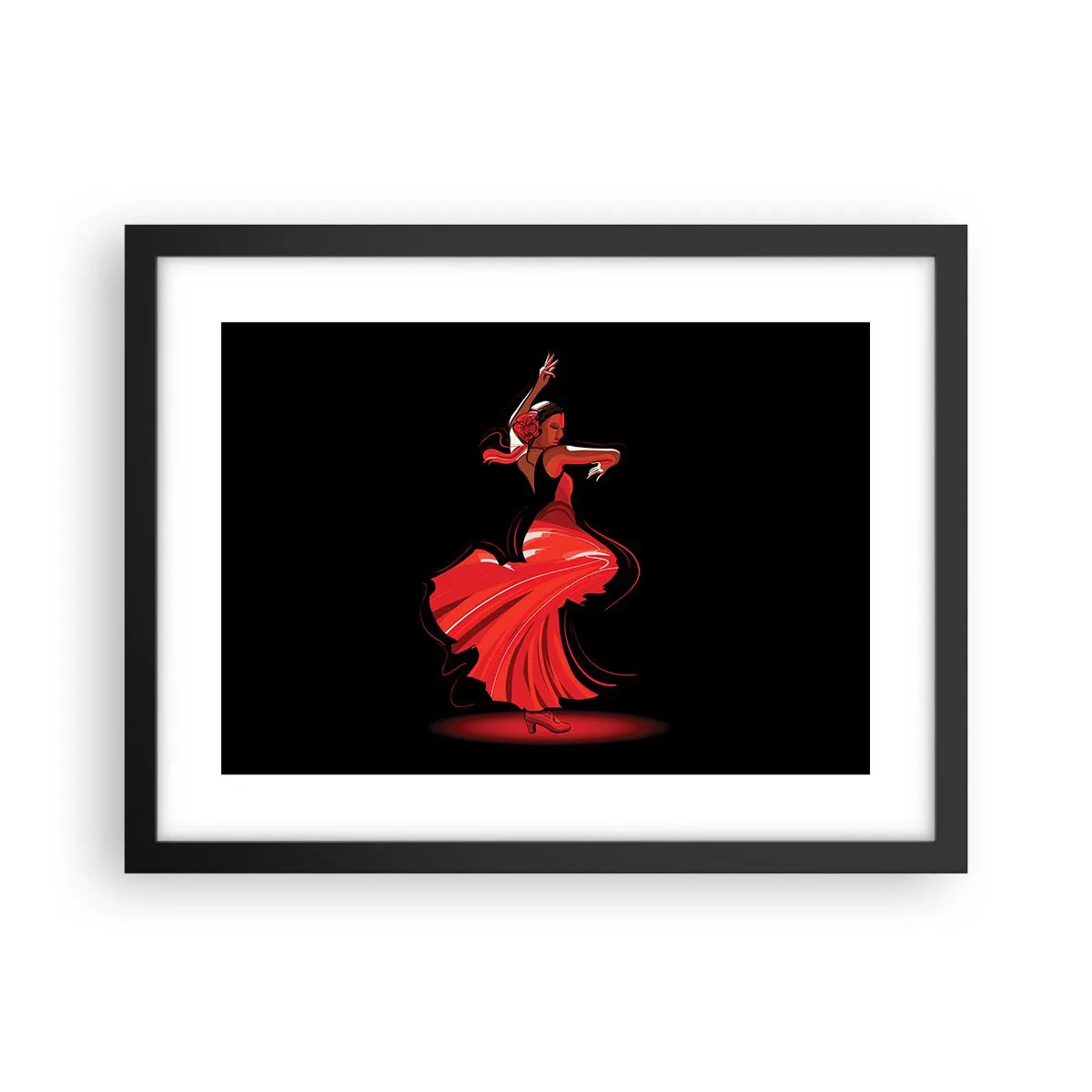 Poster in een zwarte lijst - De vurige geest van flamenco - 40x30 cm