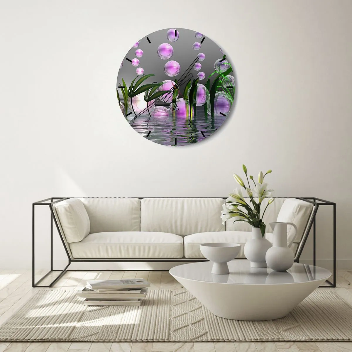 Wandklok - Klok - Een reflecterende compositie van lichtheid en leven - 30x30 cm