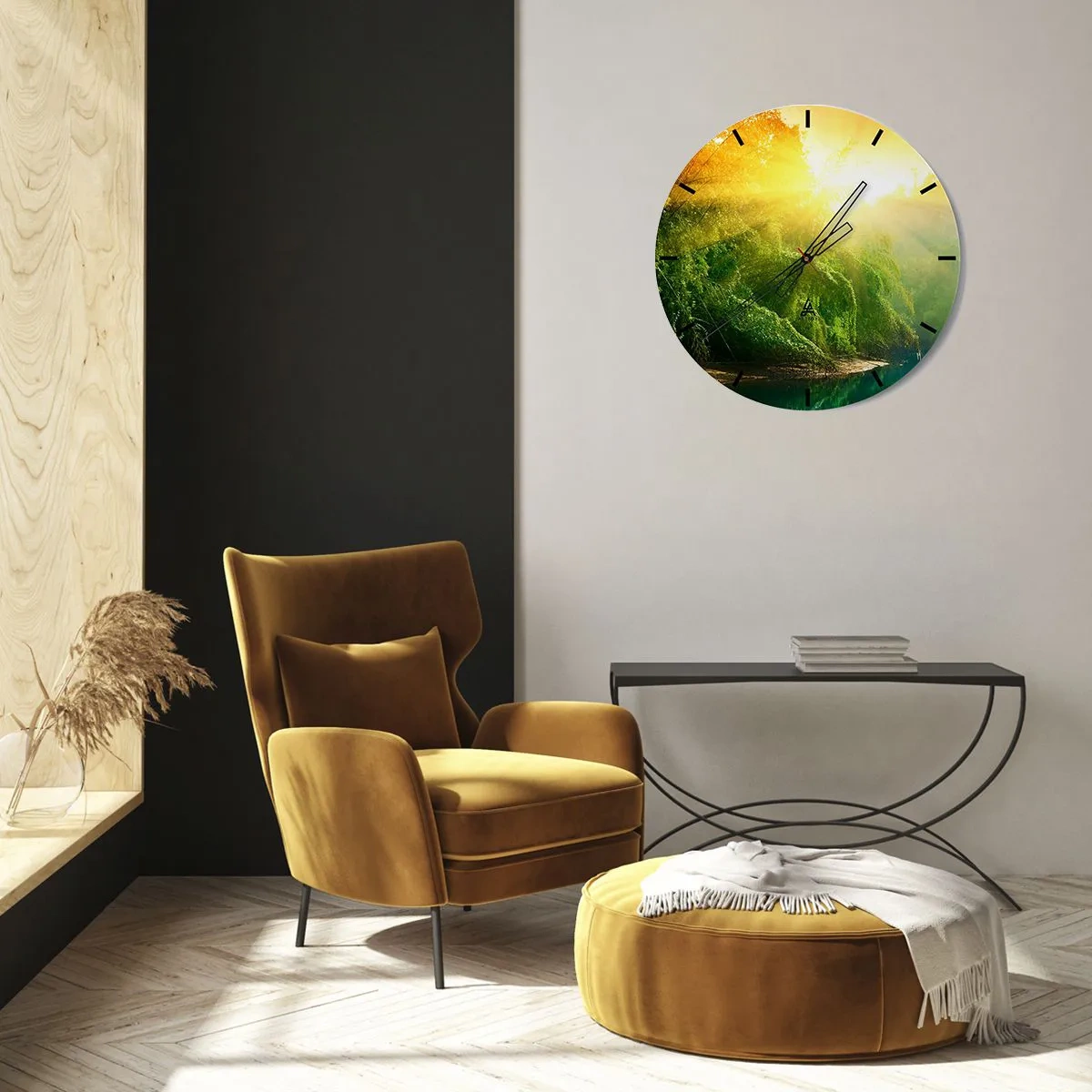 Wandklok - Klok - Verdrinken in de zon en schaduw - 40x40 cm