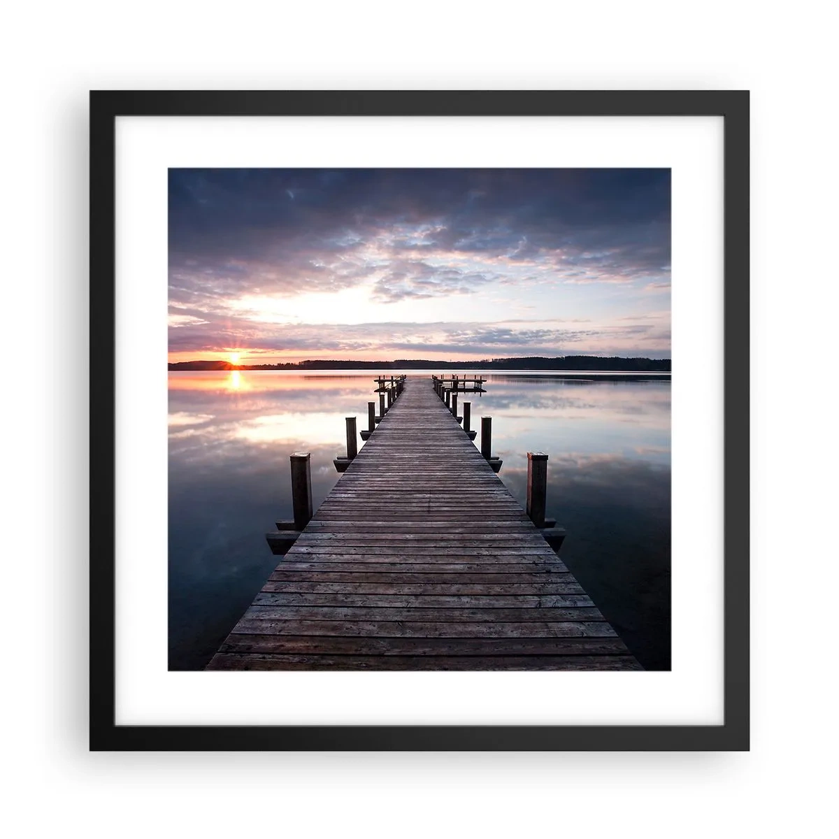 Poster in een zwarte lijst - Een rustige grens tussen dag en nacht - 40x40 cm