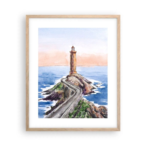 Een poster in een licht eiken lijst - Kijkend naar de zee - 40x50 cm