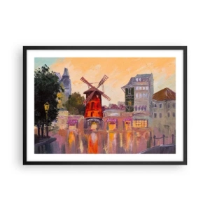 Poster in een zwarte lijst - Parijse iconen – Moulin Rouge - 70x50 cm