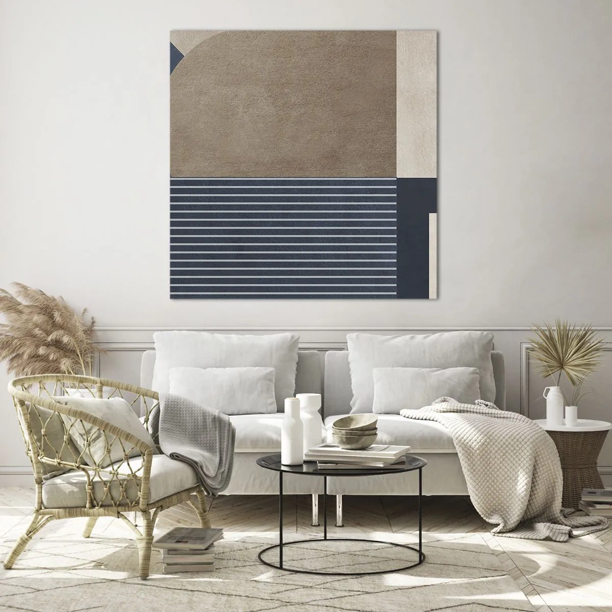 Schilderen op glas - Een compositie van eenvoud en rondheid - 70x70 cm