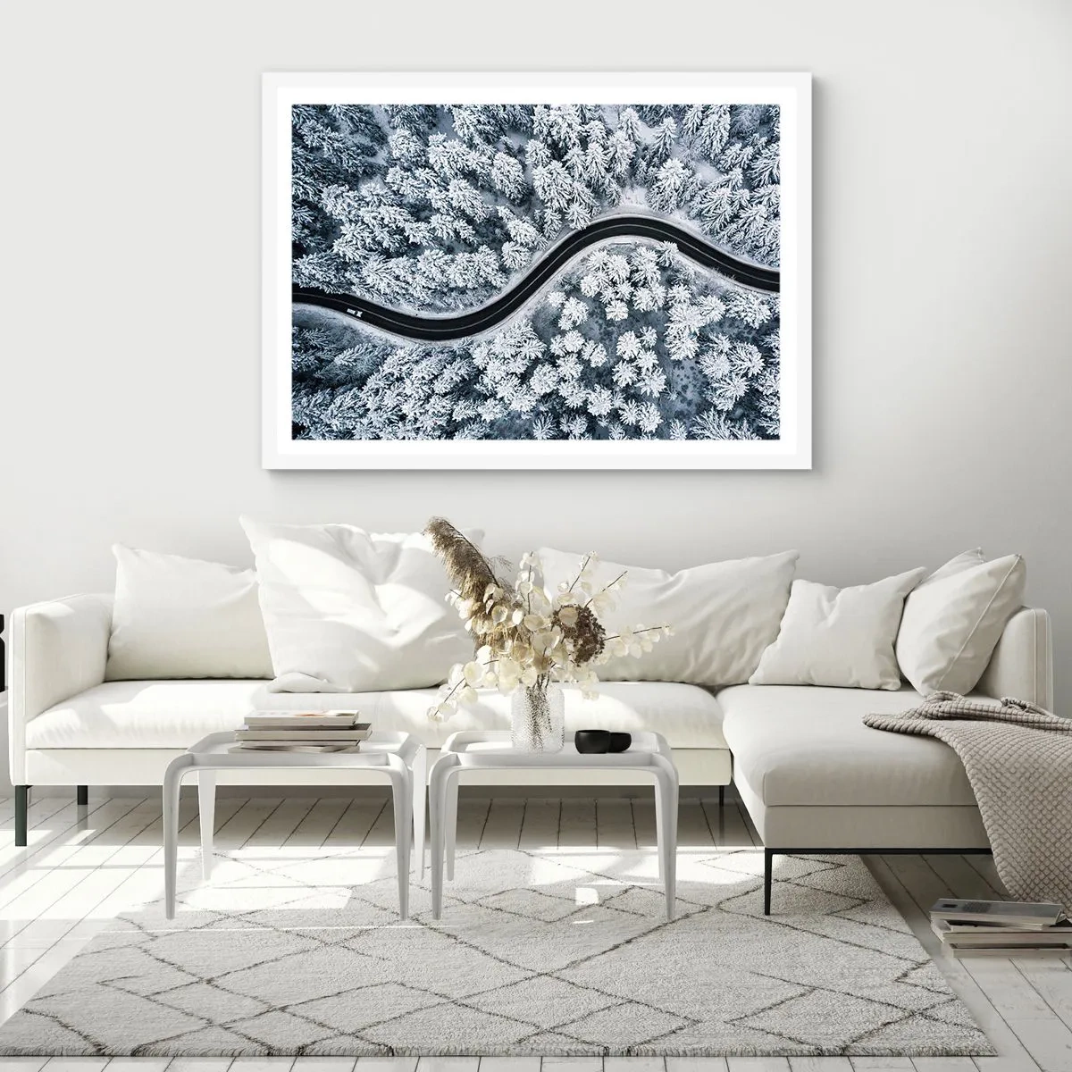 Poster in een witte lijst - Door het winterbos - 40x30 cm