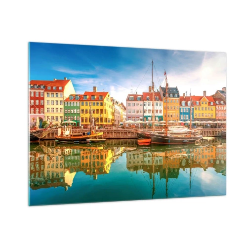 Schilderen op glas - Over het water zo glad als een spiegel - 100x70 cm