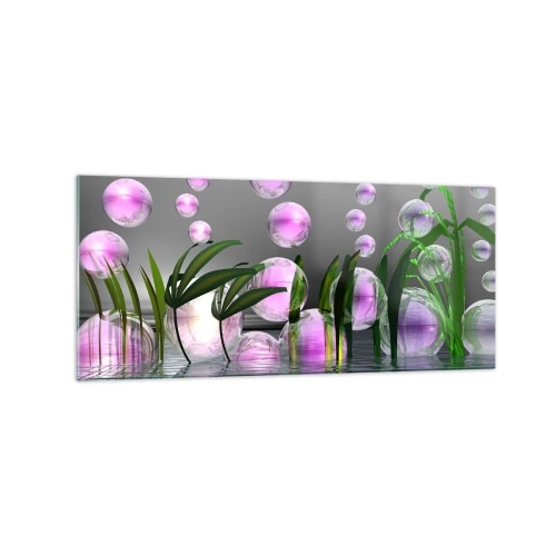 Schilderen op glas - Een reflecterende compositie van lichtheid en leven - 120x50 cm