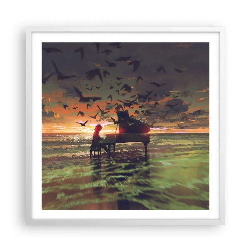 Poster in een witte lijst - Concert voor piano en golven - 60x60 cm