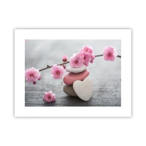Poster - Gelukzaligheid met een kersenbloesem - 40x30 cm