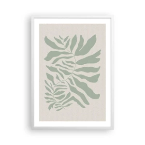 Poster in een witte lijst - Smaragdgroene tak - 50x70 cm