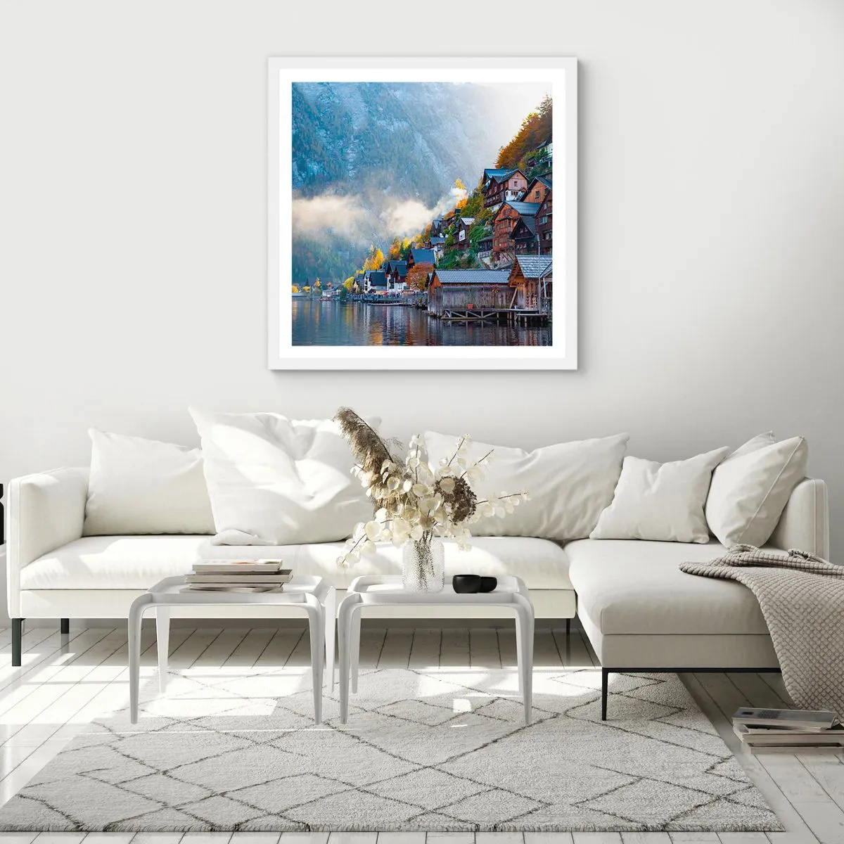 Poster in een witte lijst - Alpine sfeer - 30x30 cm