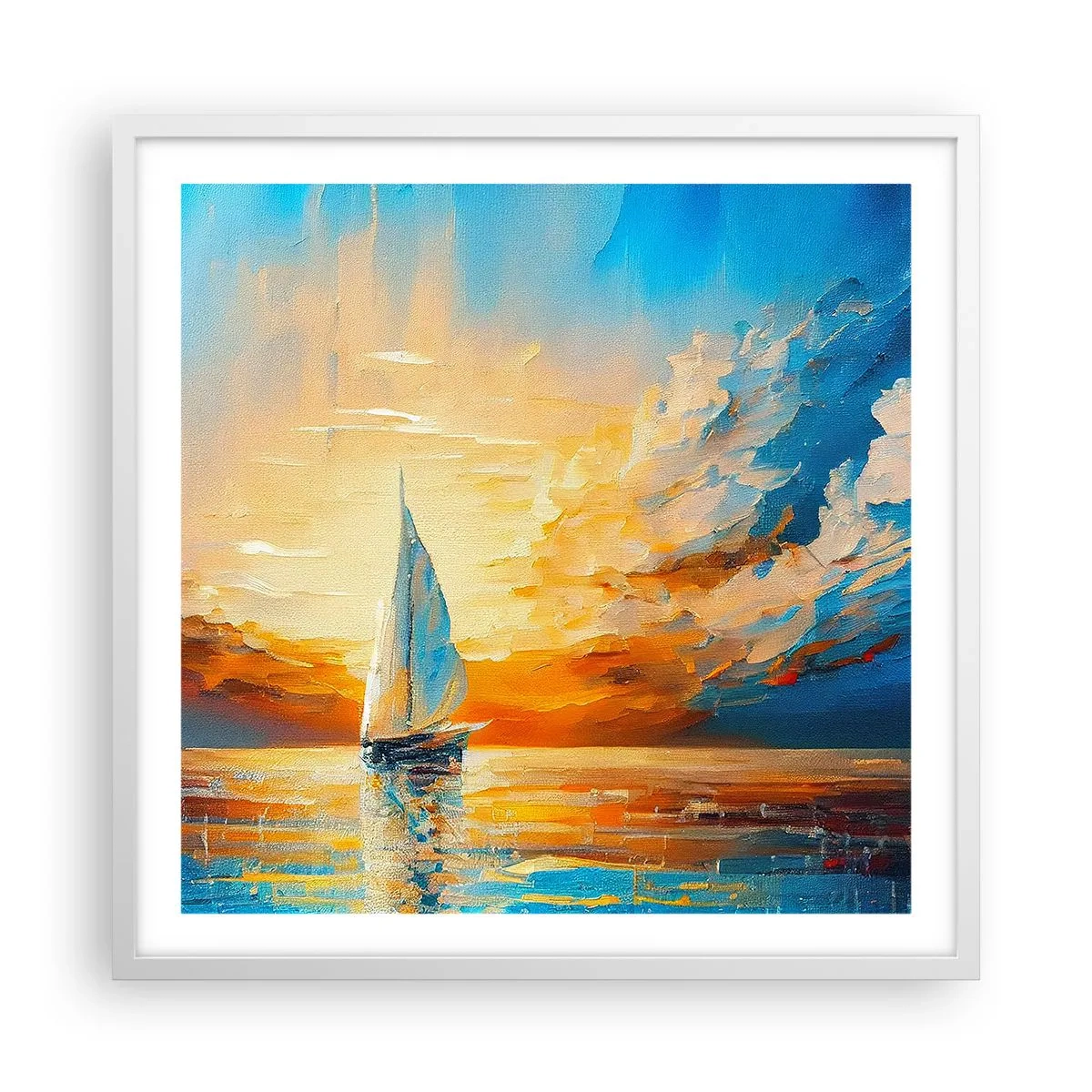 Poster in een witte lijst - Zeilen in goud - 60x60 cm