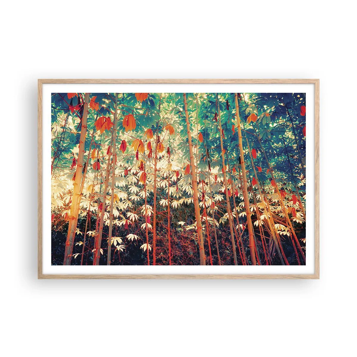 Een poster in een licht eiken lijst - Het geheime leven van de bladeren - 100x70 cm