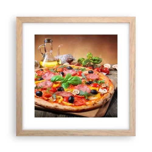 Een poster in een licht eiken lijst - Met echte Italiaanse smaak - 30x30 cm