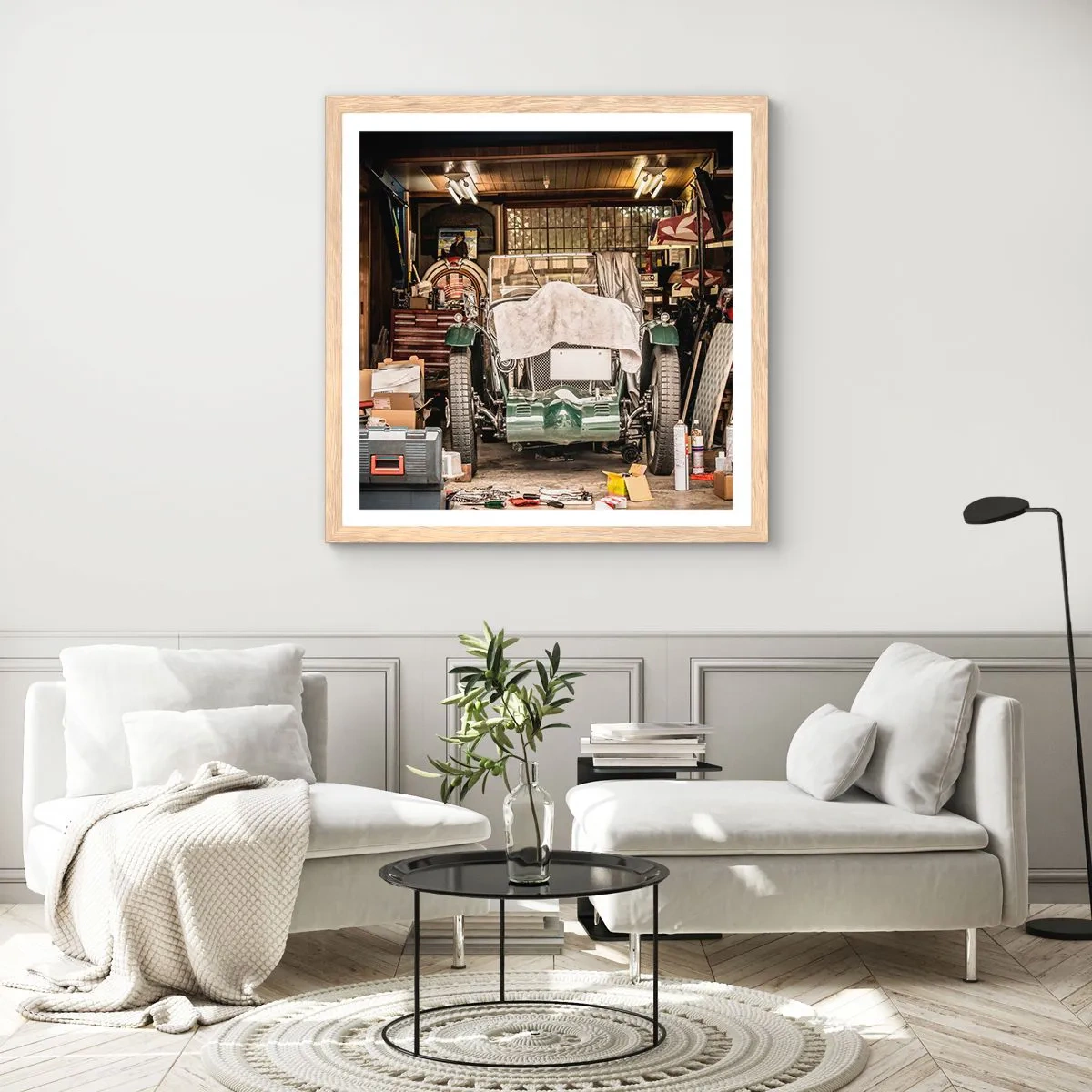 Een poster in een licht eiken lijst - Terug naar het verleden - 50x50 cm