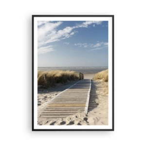 Poster in een zwarte lijst - Achter het duin, in het ruisen van gras - 70x100 cm