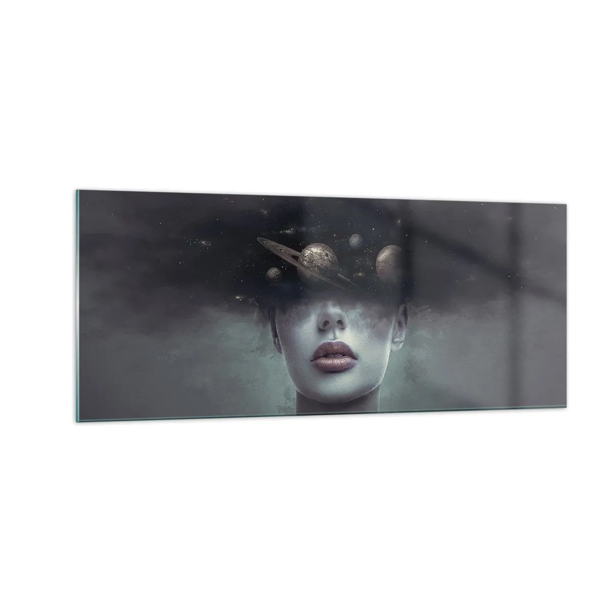 Schilderen op glas - En de planeten worden gek... - 100x40 cm