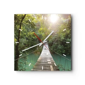 Wandklok - Klok - Over het azuurblauwe water naar het azuurblauwe woud - 30x30 cm