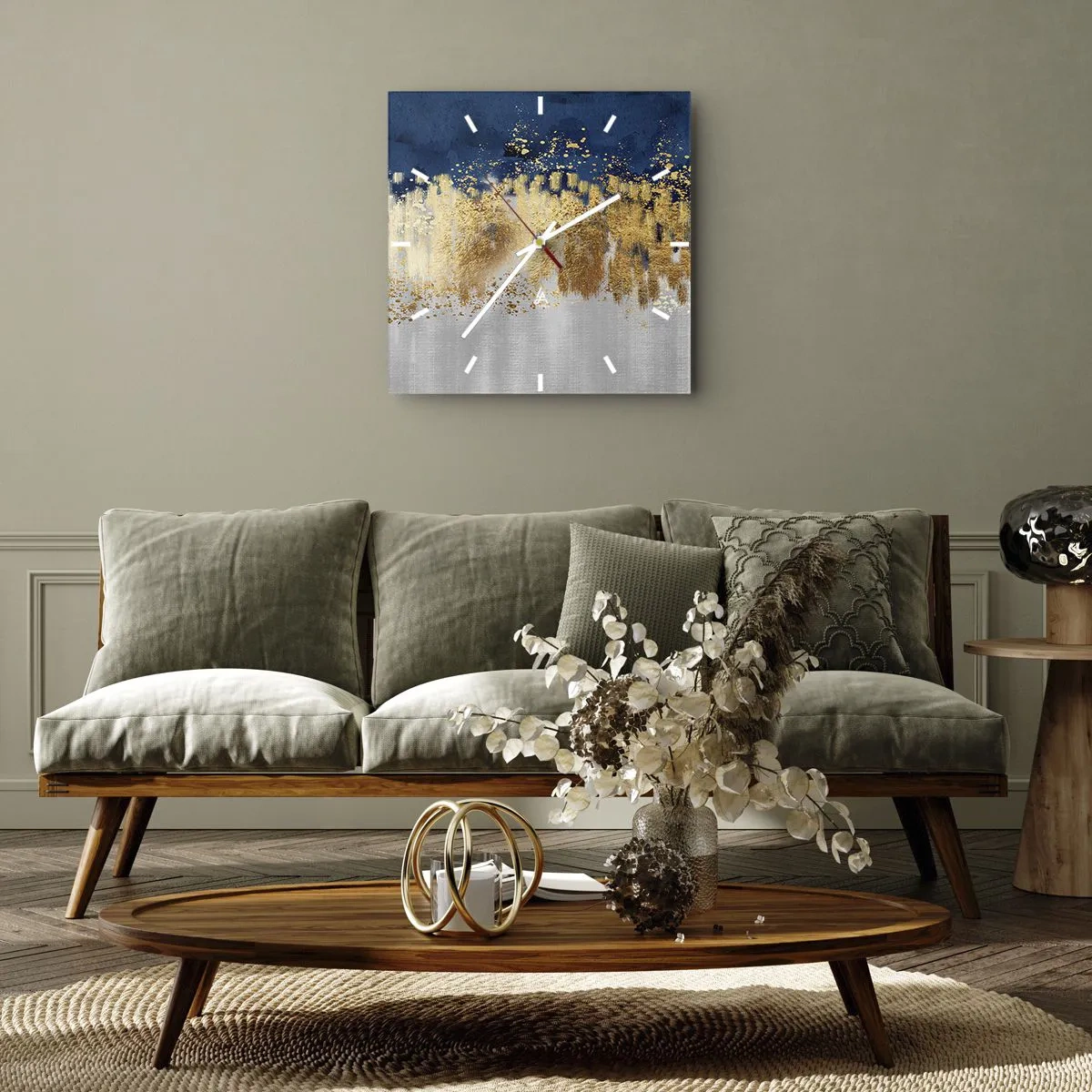 Wandklok - Klok - Een moderne compositie met sprankeling - 30x30 cm