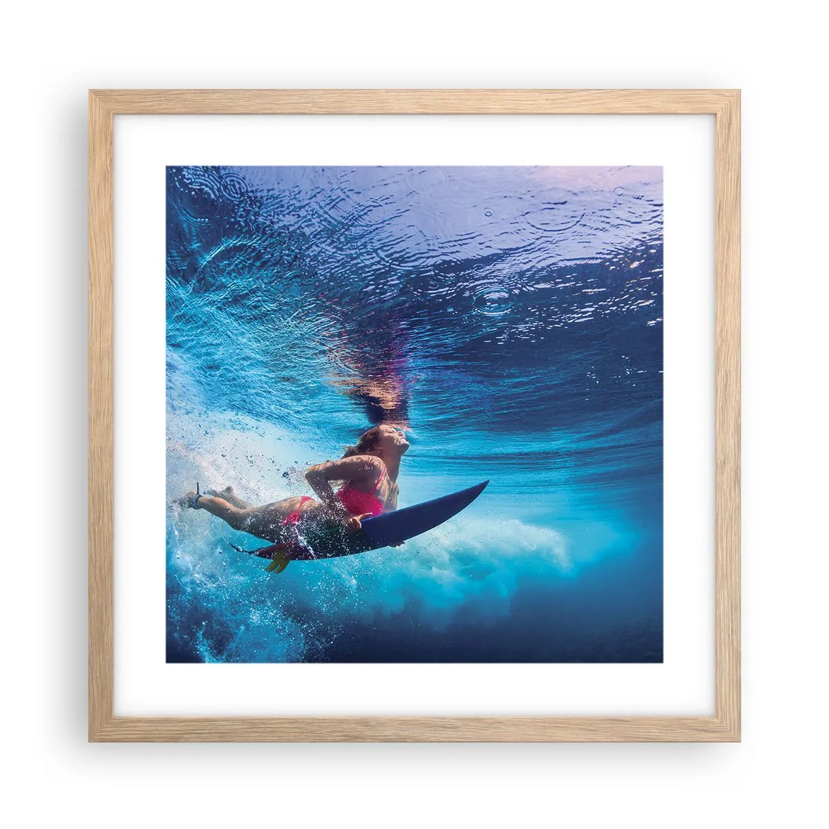 Een poster in een licht eiken lijst - De diepte van vreugde - 40x40 cm