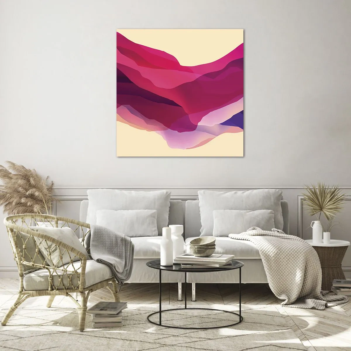 Schilderen op glas - Paarse golven - 70x70 cm