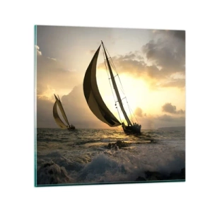 Schilderen op glas - Met de wind en tegen de wind - 70x70 cm
