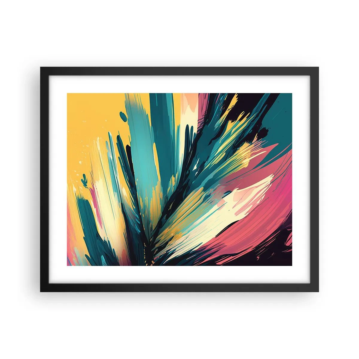 Poster in een zwarte lijst - Compositie – een explosie van vreugde - 50x40 cm