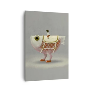 Schilderen op canvas - Ruiter op een surrealistische vis - 70x100 cm