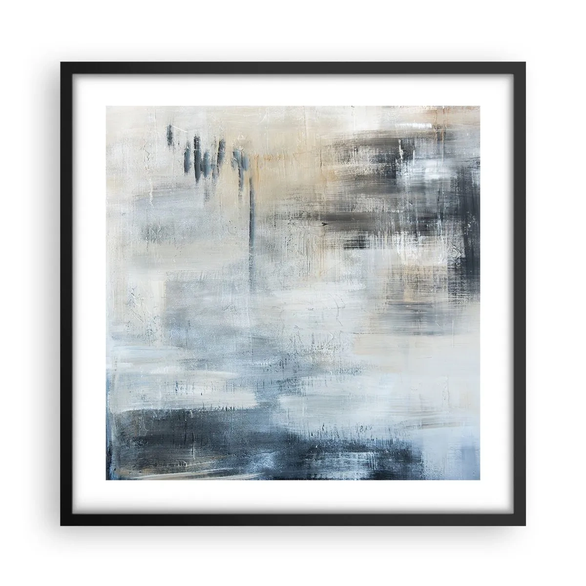 Poster in een zwarte lijst - Achter het blauwe gordijn - 50x50 cm