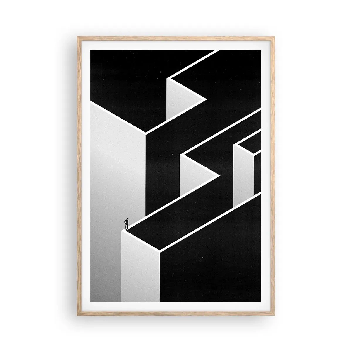 Een poster in een licht eiken lijst - Eenzaamheid op de top - 70x100 cm
