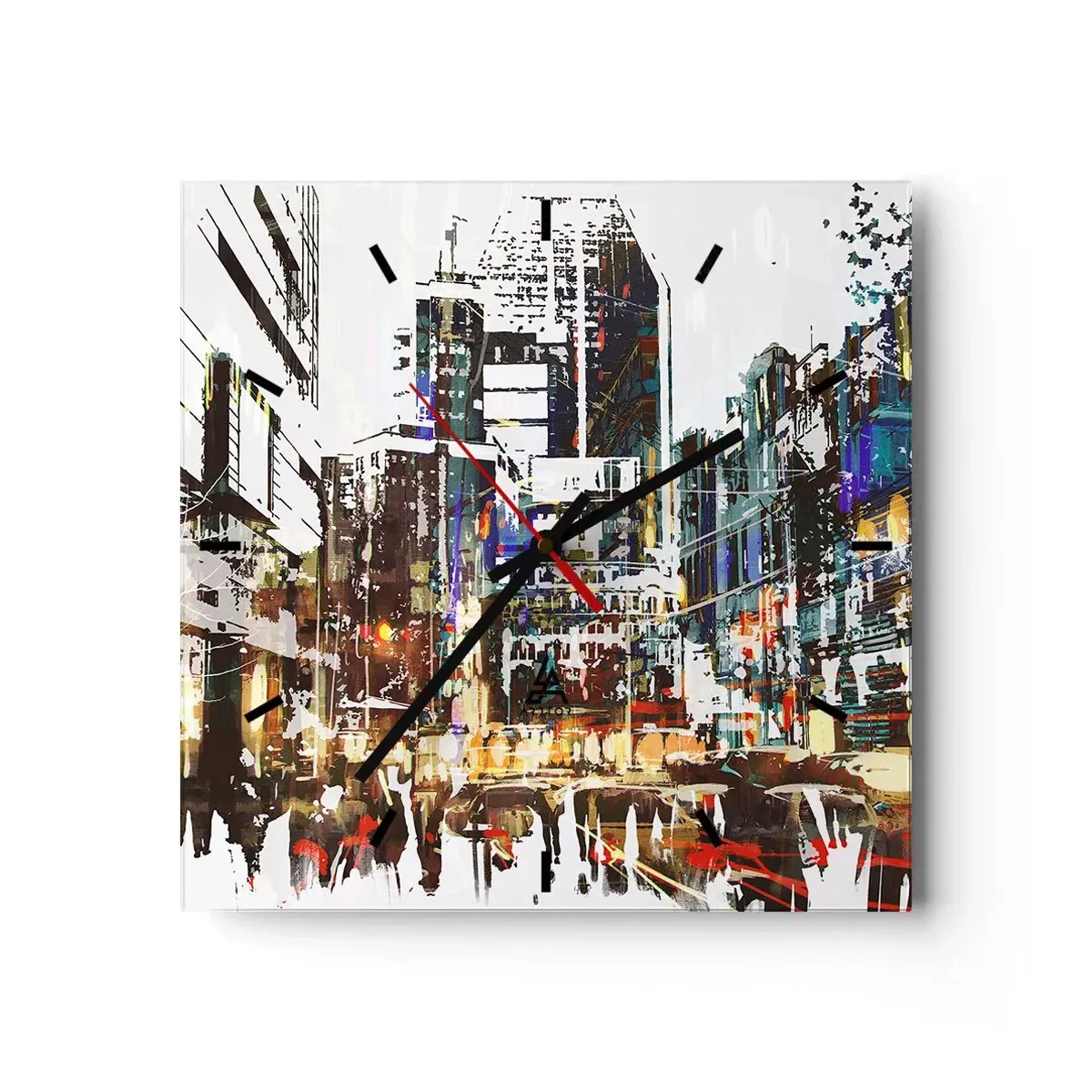 Wandklok - Klok - Een glinsterende stad - 30x30 cm